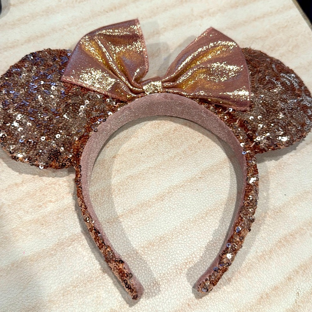 Disney Parks Rose Gold Minnie/Mickey Mouse Ears - Glitter Sequin Headband
